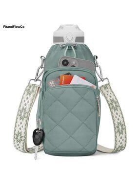 Insulated Crossbody Water Bottle Bag with Phone Pocket RFID Blocking